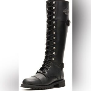 Black Lace-Up Knee High Women's Boot-Harley Davidson sz11